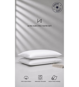 2 Adet Ultra Slim Yastık En İnce Form Nano Silikon Dolgu Micro Saten