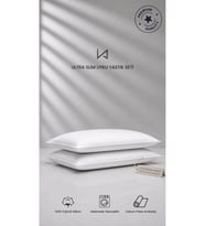 2 Adet Ultra Slim Yastık En İnce Form Nano Silikon Dolgu Micro Saten