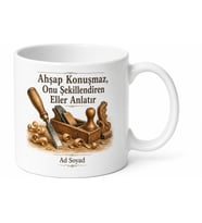Ahşap Oymacılığı Marangoz Kahve Kupası Talaş Kokulu Özel Tasarım Hediye Bardak