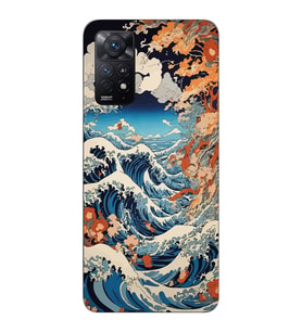 Redmi Note 12 Pro 4G Uyumlu Kanagawa Dalga Desenli Şeffaf Telefon Kılıfı