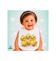 Sevimli Ördekler Keten Bebek Mama Önlüğü – Yumuşak, Emici, Yıkanabilir, Özel Tasarım P173