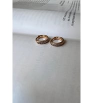 MİNİ HALKA TAŞLI 18 K ALTIN KAPLAMA KÜPE