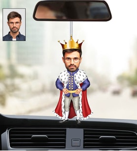 Kişiye Özel Fotoğraflı Kral Tasarımlı Karikatür Araba Dikiz Ayna Süsü