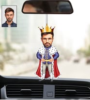 Kişiye Özel Fotoğraflı Kral Tasarımlı Karikatür Araba Dikiz Ayna Süsü