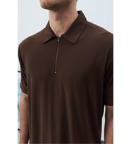Polo Yakalı Fermuarlı Fresh Vizkon T-Shirt - Tiril Tiril Esnek