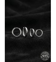925 Ayar Gümüş Rodyum Kaplama Unisex Halka Küpe Seti - 2'li Çift