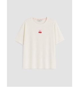 LCW Young Pembe Bisiklet Yaka Baskılı Kadın Pijama Üstü