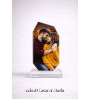 Kişiye Özel Kristal Plaket Beyaz Kaplama Fotoğraf Baskılı Cam Masa Üstü Hediye