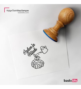 Beyin Çiçek Kişiye Özel Kitap Damgası Kitap Mührü Kaşe Kitap Mühür Özel Damga 379