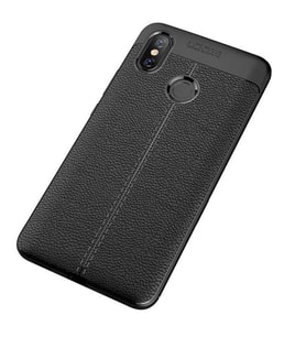 Xiaomi Mi Max 3 Kılıf Deri Tarzı Niss Silikon Case (Siyah)