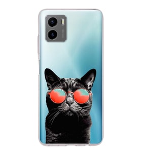 PrintiFy Vivo Y15s ile Uyumlu 1mm Slim Fit Kedi 3 050d Baskılı Şeffaf  Kılıf