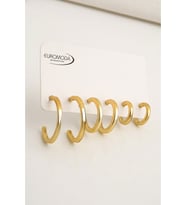 Gold Renkli 6lı Halka Küpe Seti