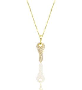 Gümüş altın yaldızlı zirkon taşlı anahtar kolye SGTL11871GOLD
