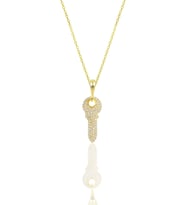 Gümüş altın yaldızlı zirkon taşlı anahtar kolye SGTL11871GOLD