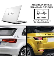 Alparslan Türkeş İmzalı Araç Sticker - Araç Oto Sticker -Araç Aksesuar - 19x10 cm