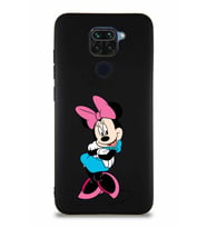 Xiaomi Redmi Note 9 Soft Premier Kapak Minnie Mouse-D Tasarımlı Silikon Kılıf - Siyah (Şeffaf)