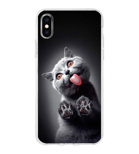 PrintiFy Apple  iPhone XS ile Uyumlu 1mm Slim Fit Kedi 2 050c Baskılı Şeffaf  Kılıf