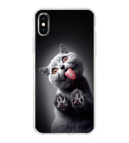 PrintiFy Apple  iPhone XS ile Uyumlu 1mm Slim Fit Kedi 2 050c Baskılı Şeffaf  Kılıf