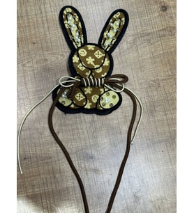 20X12 CM DOKUMA TAŞLI BONCUKLU PÜSKÜLLÜ TAVŞAN ARMA YAMA DİKİŞ AKSESUARI