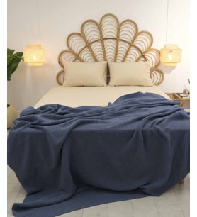 Koza Home Miel İndigo Kenarı Ponponlu Çift Kişilik Battaniye 200x220 37115