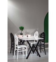 Matrix Wega Beyaz / Venüs Mutfak Masa Takımı - Siyah - Beyaz