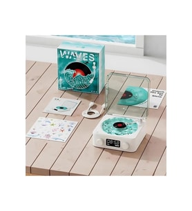 Waves Nostalji Plak Görünümlü Bluetooth Hoparlör 3d Ses Dalgası Retro Müzik Plak Mavi