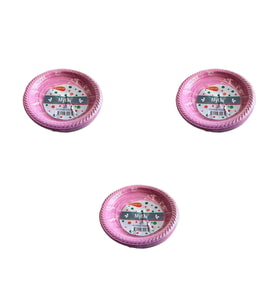Kullan At Renkli Pembe Parti Davet Plastik Tabak - 17 Cm. - 25 Adetlik 3 Paket
