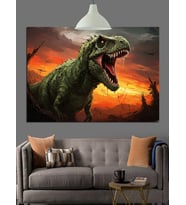 Kızgın T-Rex Dinozor Figürü Dekoratif Kanvas - Mdf Ahşap Tablo