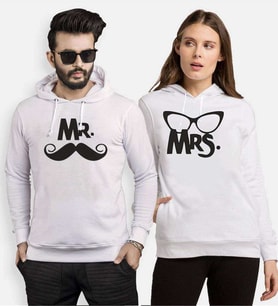 Tshirthane Mr. Mrs. Bıyık Gözlük Sevgili Kombinleri Kapüşonlu Kombini (Tek Ürün Fiyatıdır.)