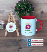 Ekonomist Kupa Bardak Kırmızı ve Ahşap Anahtarlık Hediye (Model 1)