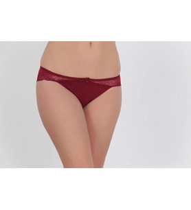 Arkası Full Dantelli Düşük Bel Slim Külot Bordo