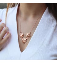 Gül Modeli Zirkon Taşlı Rose Gold Kaplama Gümüş Kolye