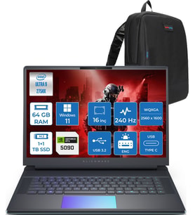 Dell Alienware 16 Area-51 AA16250 Ultra 9 275HX Ddr5 64GB 1tb Ssd+1tbssd 24GB/RTX5090 175W 16INÇ Wqxga 240Hz 500NITS 3ms WINDOWS11HOME Gaming Laptop AA1625090H28+ZETTAÇANTA