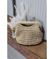 EL ÖRGÜSÜ KAĞIT İP BURSLU CLUTCH ÇANTA