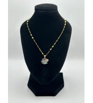 Arnes Jewelry Çelik Zirkon Taşlı Kalpli Kolye (Gold)