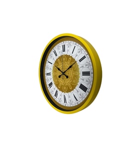 Sarı 36 Cm Desenli Dekoratif Duvar Saati (Standart)