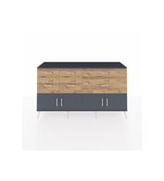 Kronos Konsol Tek Raflı 6 Çekmeceli 4 Kapaklı 176x59x99 Antrasit-Antrasit/Çam