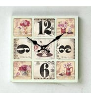 MUTFAK › AHŞAP SAATLER › Saatler-MB KARE ÇİÇEK TEMALI DUVAR SAATİ-30*30*3,5 CM