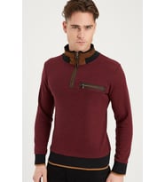 Dewberry Erkek Pamuklu Sweatshirt Desenli Bordo 1039 Günlük Üst Giyim, Hafta Sonu Kombini, Seyahat Gardırobu