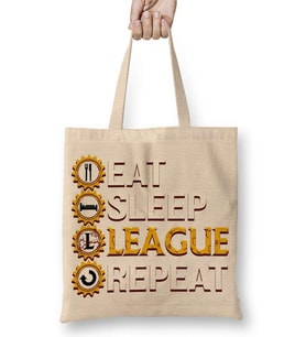 League Of Legends Eat Sleep League Repeat Funny Gifts Bez Çanta Uzun Saplı