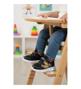 Ruffon 1015 B Siyah Işıklı Cırtlı Unisex Bebek Spor Ayakkabı