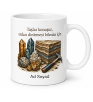 Jeoloji Mühendisine Hediye Taş ve Kayaç Temalı Kupa Bardak Özel Tasarım