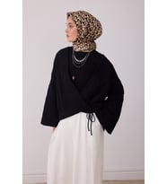 Geometrik Desen %100 Twill İpek Eşarp BE03