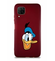 Huawei P40 Lite Soft Premier Kapak Donald Duck-A Tasarımlı Silikon Kılıf - Mürdüm (Şeffaf)