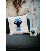Fitness Antrenörü Kupa Bardak ve Yastık Set 002 (Beyaz)
