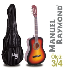 Manuel Raymond MRC87SB 3/4 Boy Junior Klasik Gitar Seti Sunburst Renk, Çocuklar İçin Uygun, Taşıma Kılıfı Hediyeli
