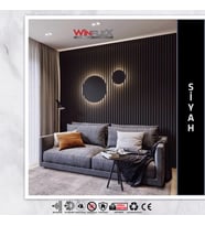 WİNPANEL Dekoratif Ahşap Duvar Paneli – SİYAH RENK ( 60X240CM).