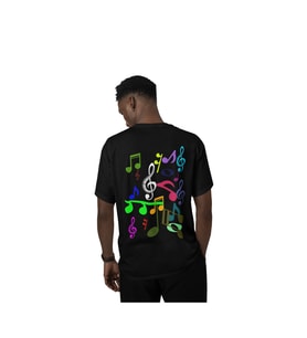 Müzik notası baskılı unisex oversize t-shirt (Siyah)
