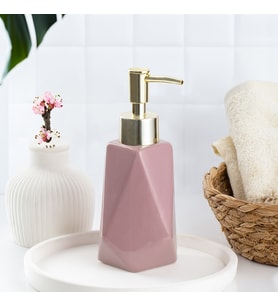 Porsima 3203 Seramik Sıvı Sabunluk - Tezgah Üstü Banyo Mutfak Lavabo Sabunluğu - 250 cc Pudra