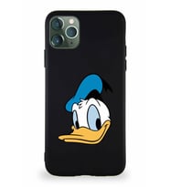 Apple iPhone 11 Pro Max Soft Premier Kapak Donald Duck-B Tasarımlı Silikon Kılıf - Siyah (Şeffaf)